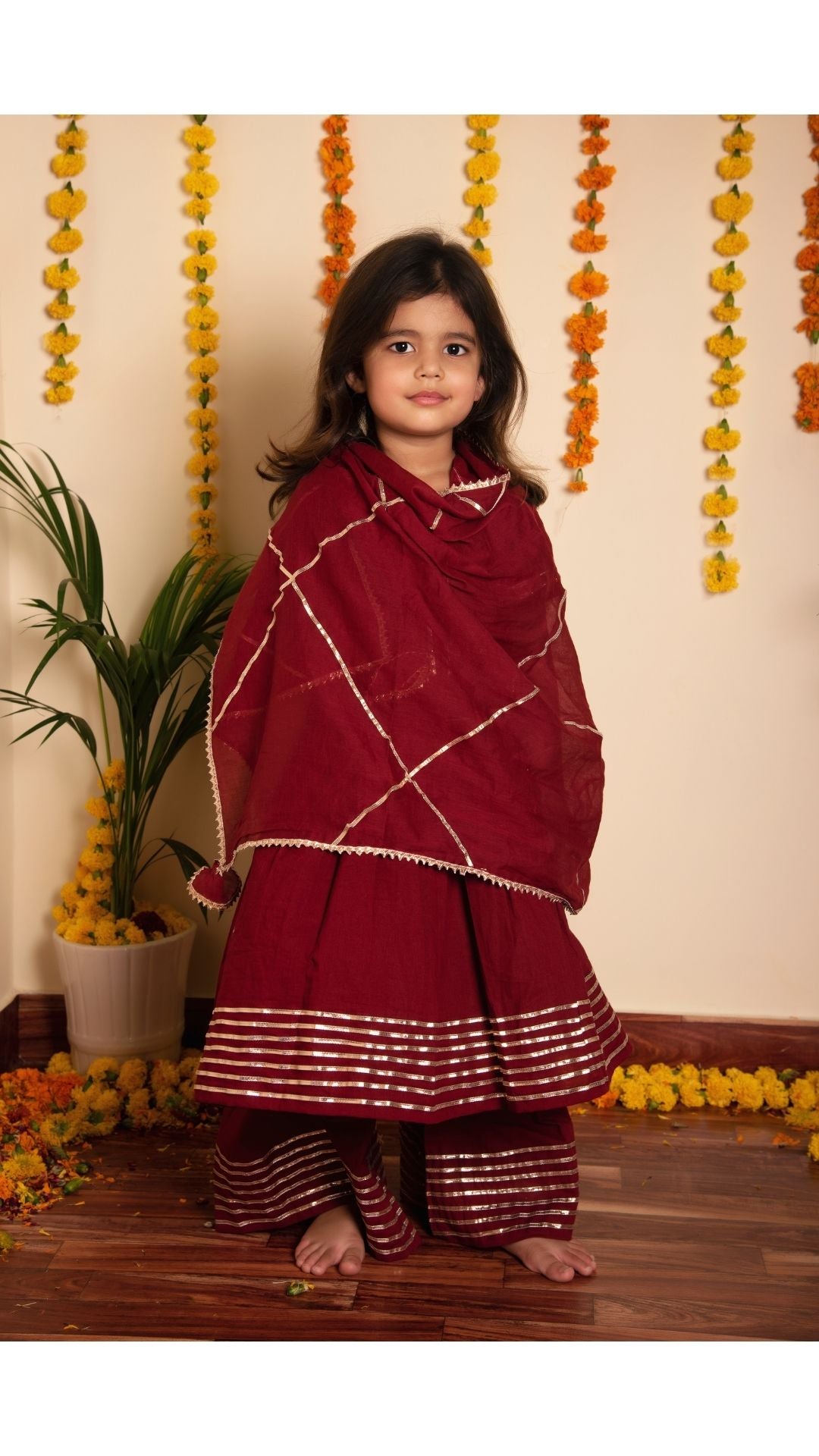 BACHPAN MAROON GOTTA JAAL ANARKALI SET – Pomcha Jaipur