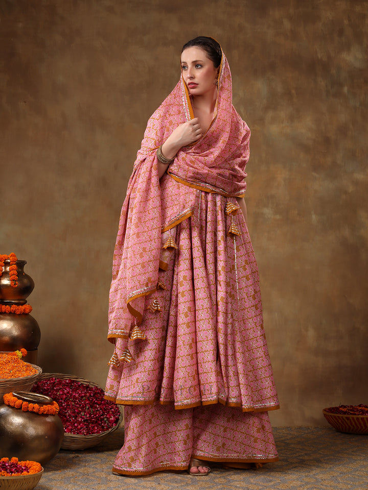 MERAKI NAILA GOTTA LACE WORK MUSLIN ANGRAKHA SET WITH PLAZO AND ORGANZA DUPATTA