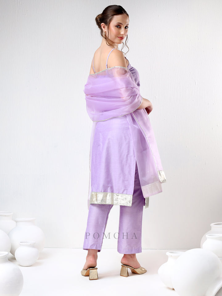 SADABHAR LILAC COTTON SILK SUIT SET