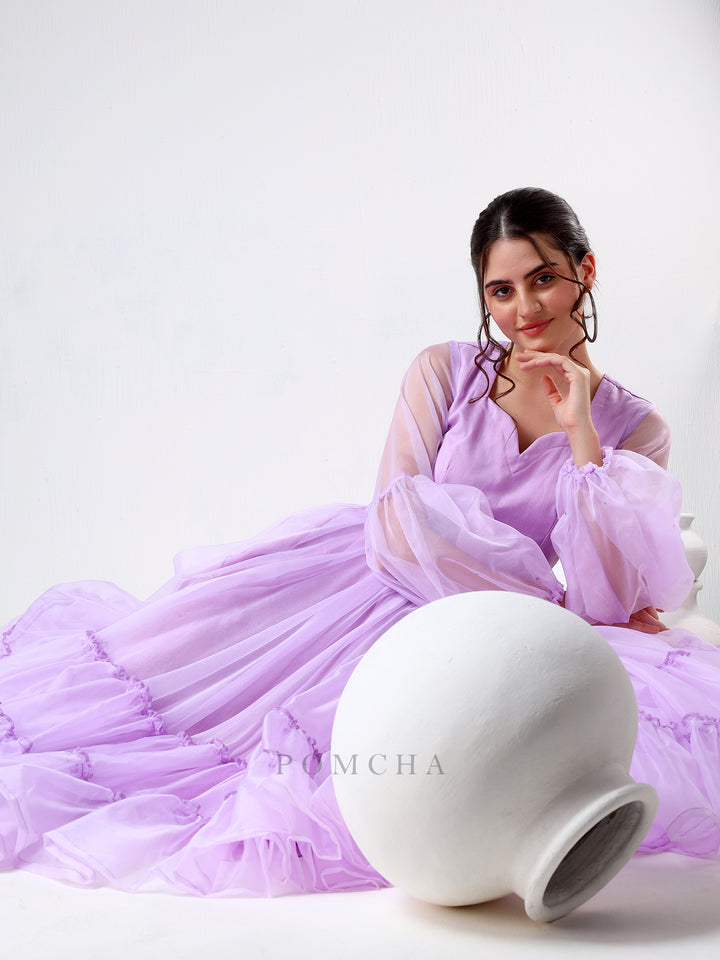 SADABHAR LILAC ORGANZA DRESS