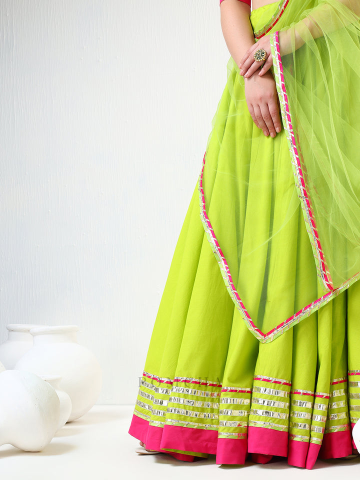 SADABHAR GULAAL GREEN GOTTA LACE WORK LEHENGA SET