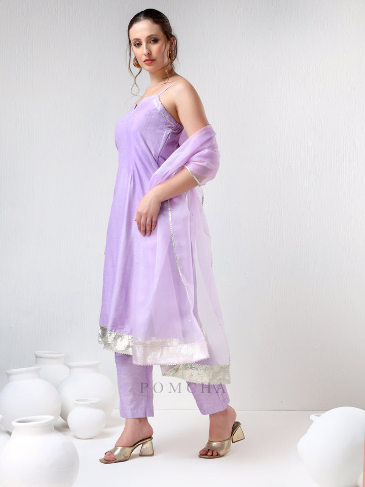 SADABHAR LILAC COTTON SILK SUIT SET