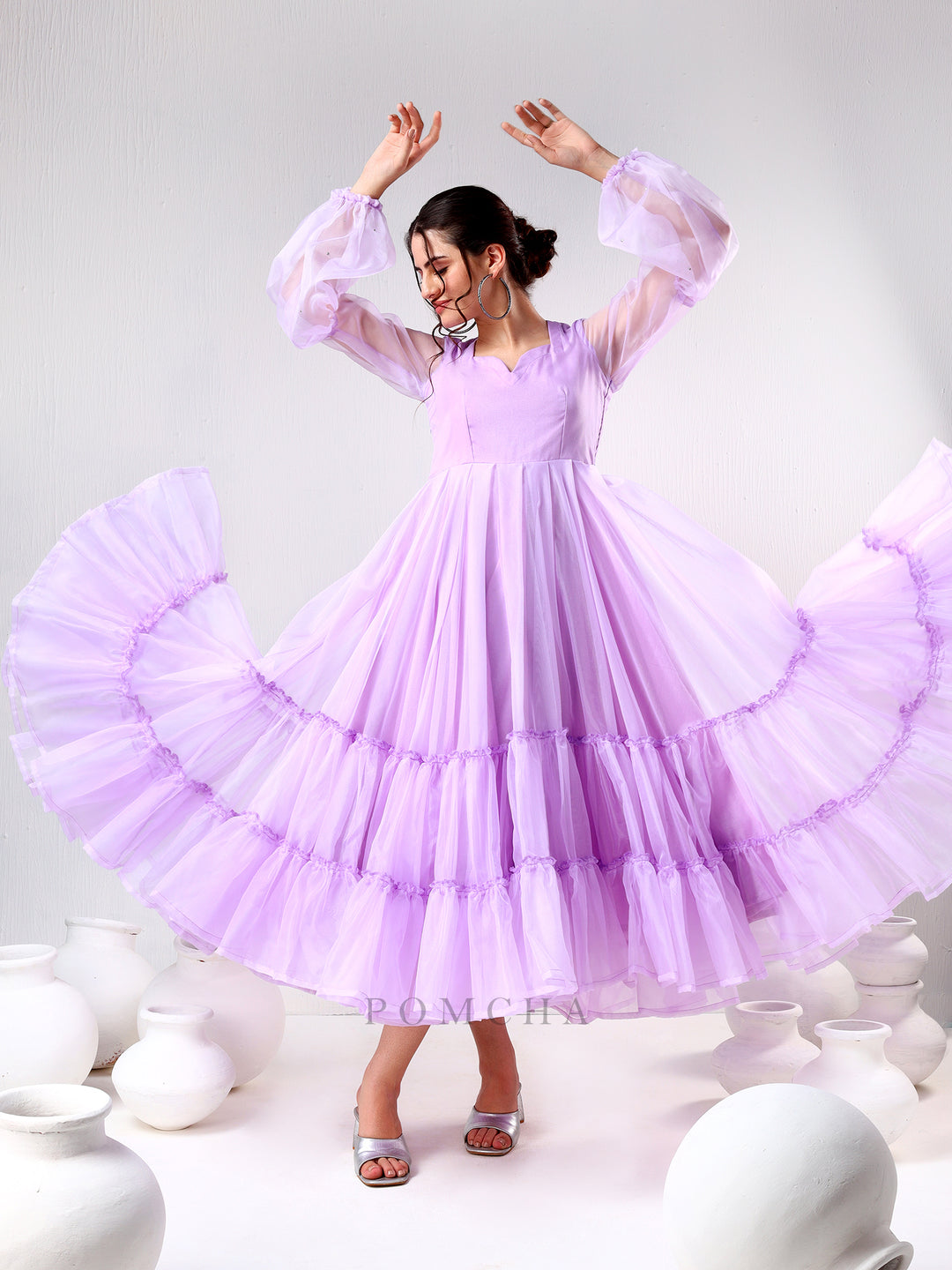 SADABHAR LILAC ORGANZA DRESS