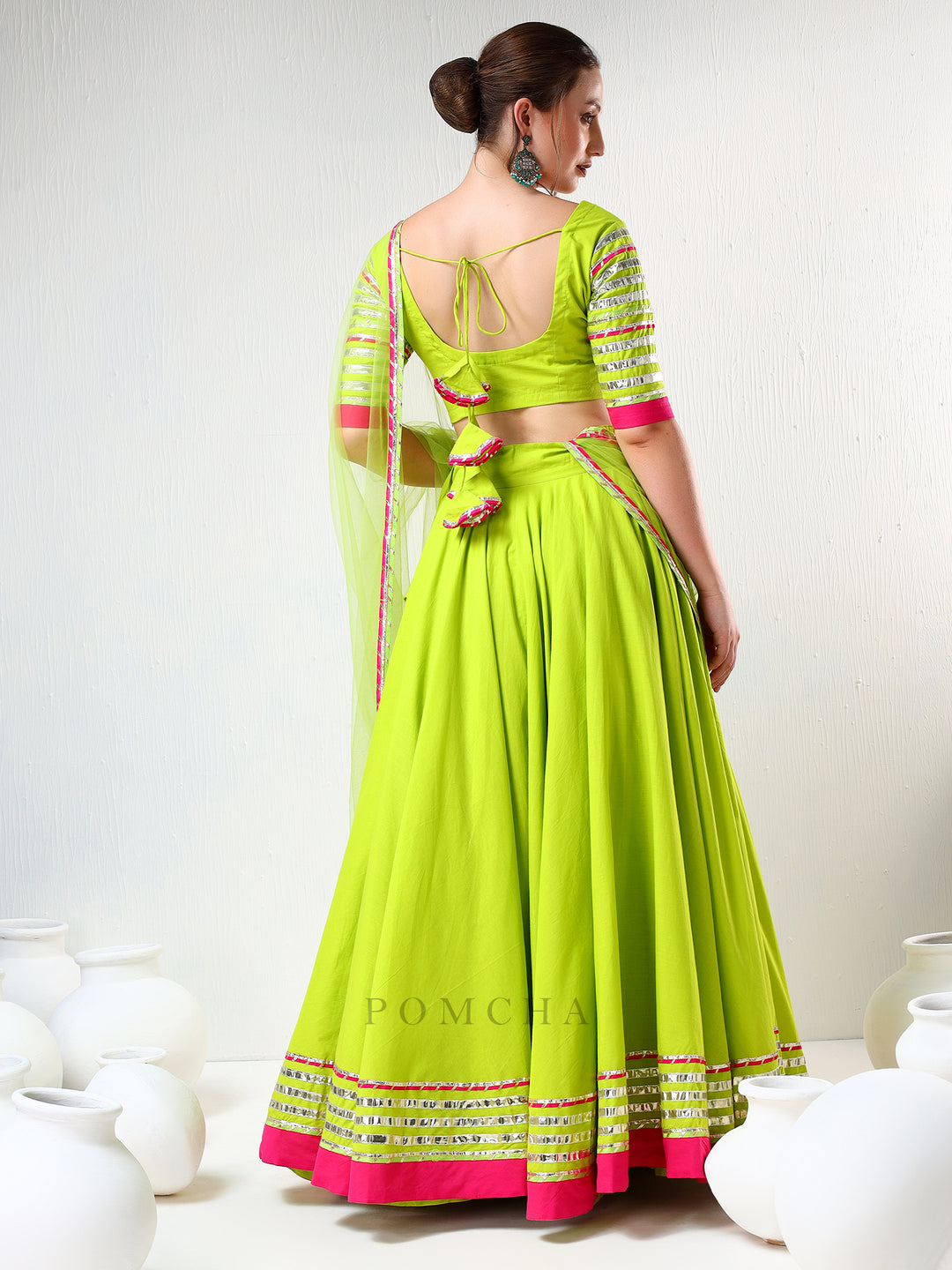 SADABHAR GULAAL GREEN GOTTA LACE WORK LEHENGA SET