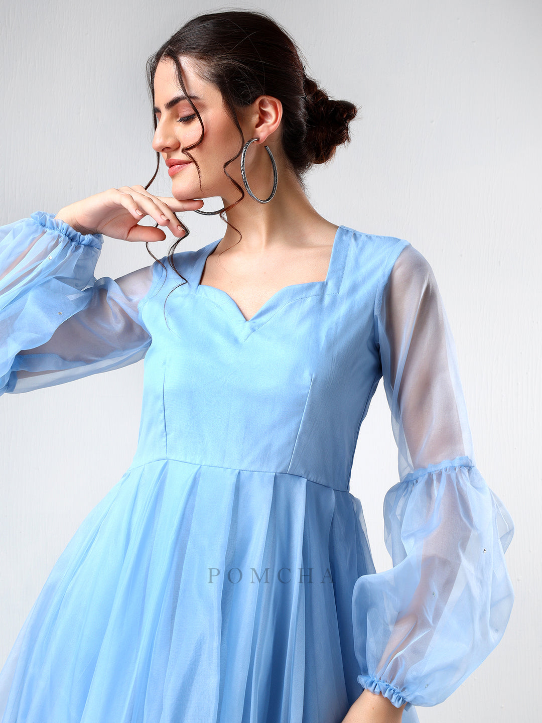 SADABHAR POWDER BLUE ORGANZA DRESS