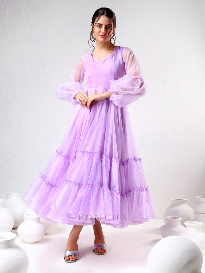 SADABHAR LILAC ORGANZA DRESS