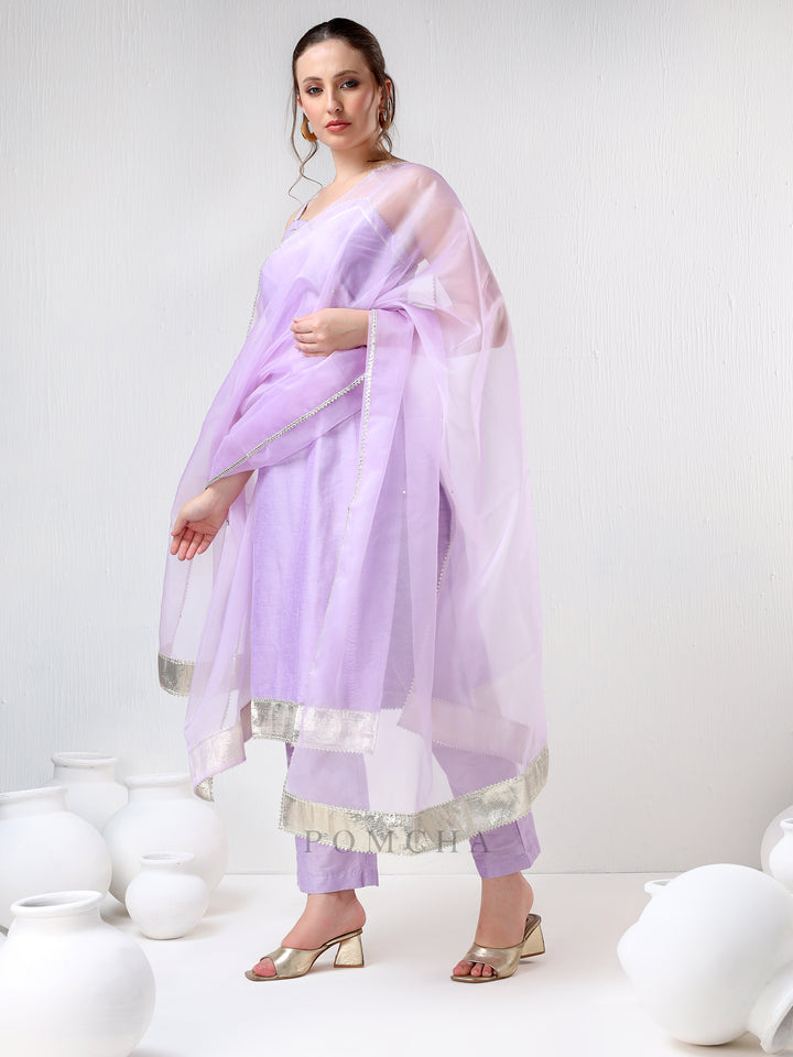 SADABHAR LILAC COTTON SILK SUIT SET