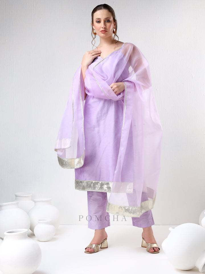 SADABHAR LILAC COTTON SILK SUIT SET