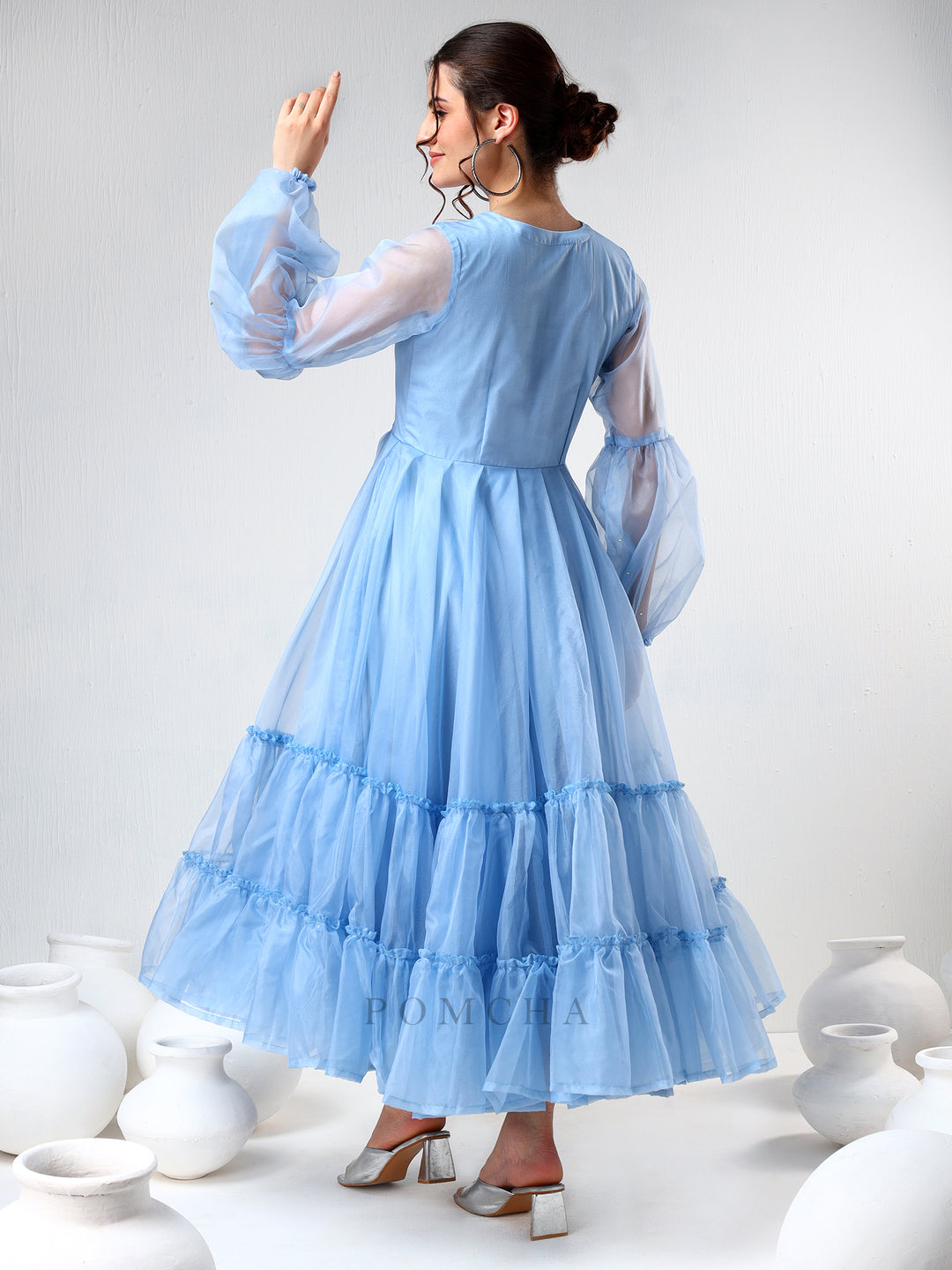 SADABHAR POWDER BLUE ORGANZA DRESS