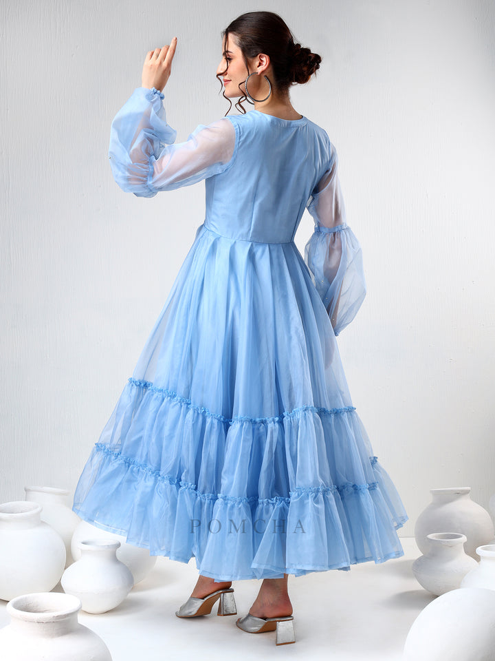 SADABHAR POWDER BLUE ORGANZA DRESS