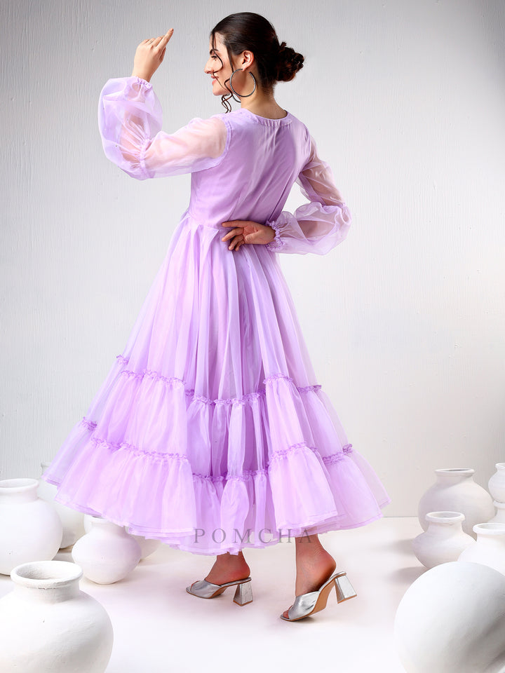 SADABHAR LILAC ORGANZA DRESS