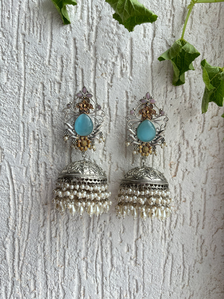 KALAKRITI SILVER OXIDISED JHUMKA SET