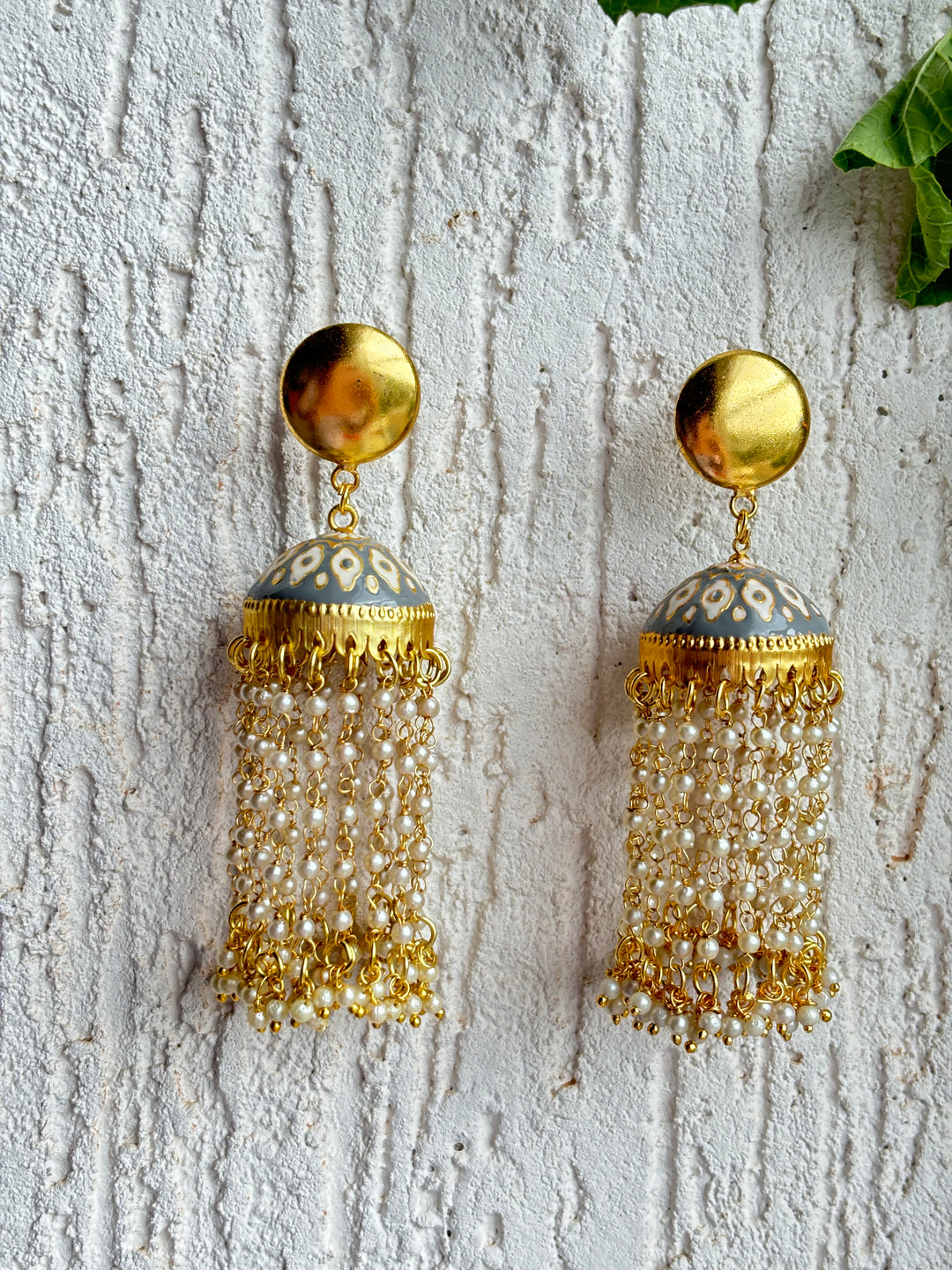 HAND PAINTED MANJU PEARL JHUMKA SET