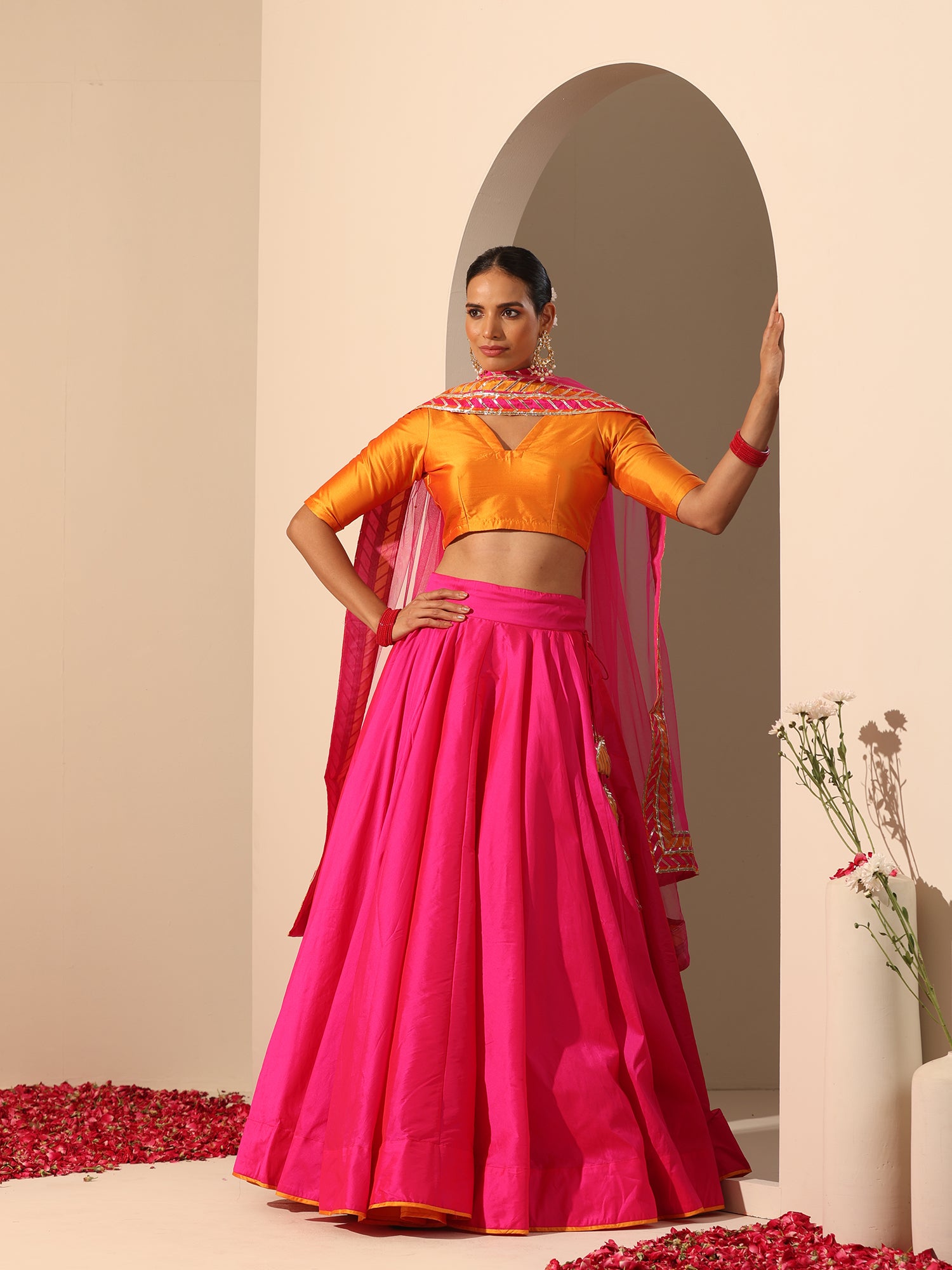 Embroidered designer jacquard bridal lehenga (hot pink) in Jaipur at best  price by Shraddha Sarees - Justdial