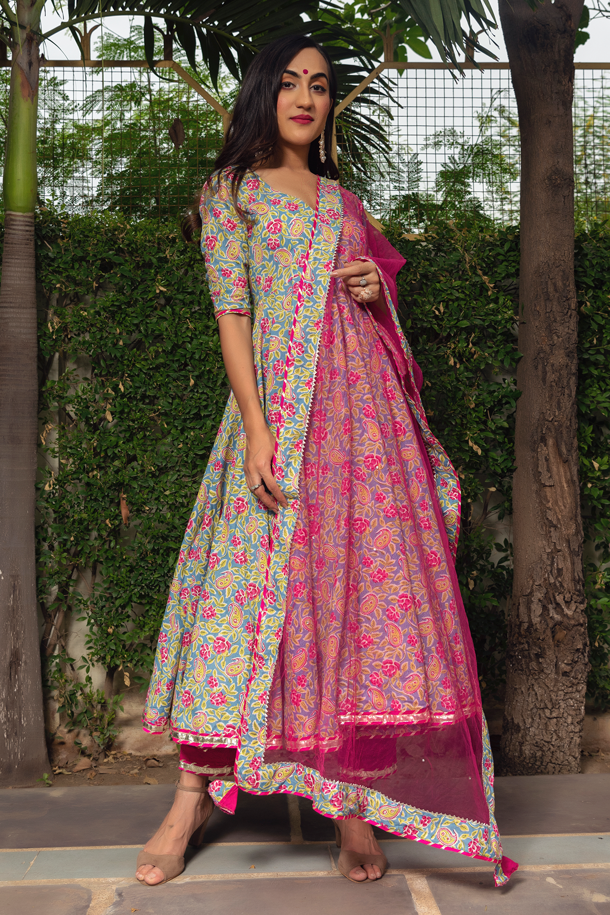 New Trendy Mehendi Colour Heavy Muslin Cotton with Digital Print Anarkali  Gown - Royalsurat