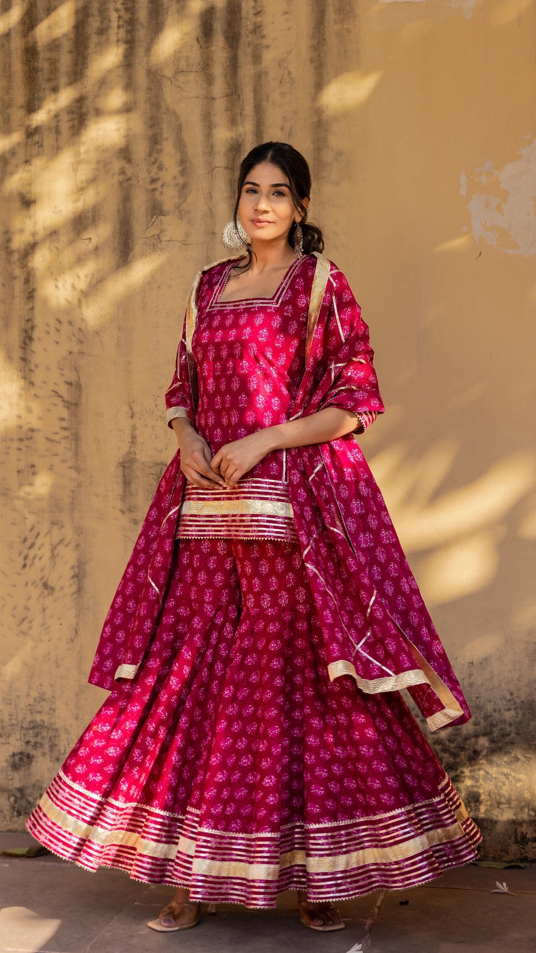 PINK PAISELY COTTON SHARARA SET – Pomcha Jaipur