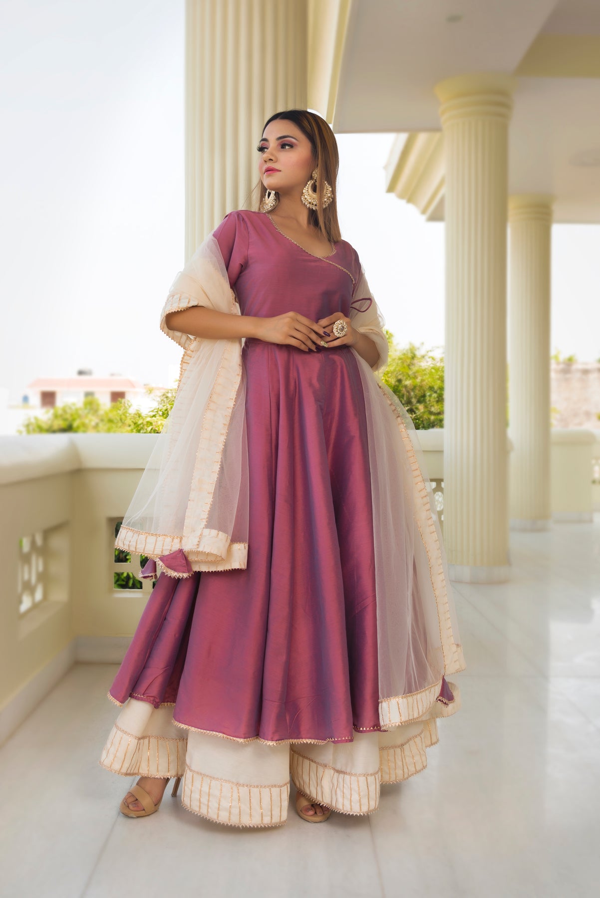 Cotton Silk Purple Angrakha – Pomcha Jaipur